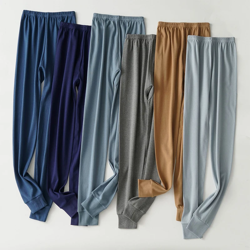 Fashion Thermal Underwear For Men Long Johns Winter Autumn Thermal Underwear Bottoms 100%Cotton Mens Warm Leggings Long Pants