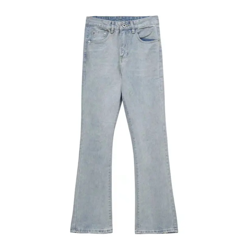 2022 Vibe Style Streetwear Men Slim Flare Jeans Pants Skull Embroidery Travis Scott Hip Hop Vintage Punk Denim Trousers Pantalon