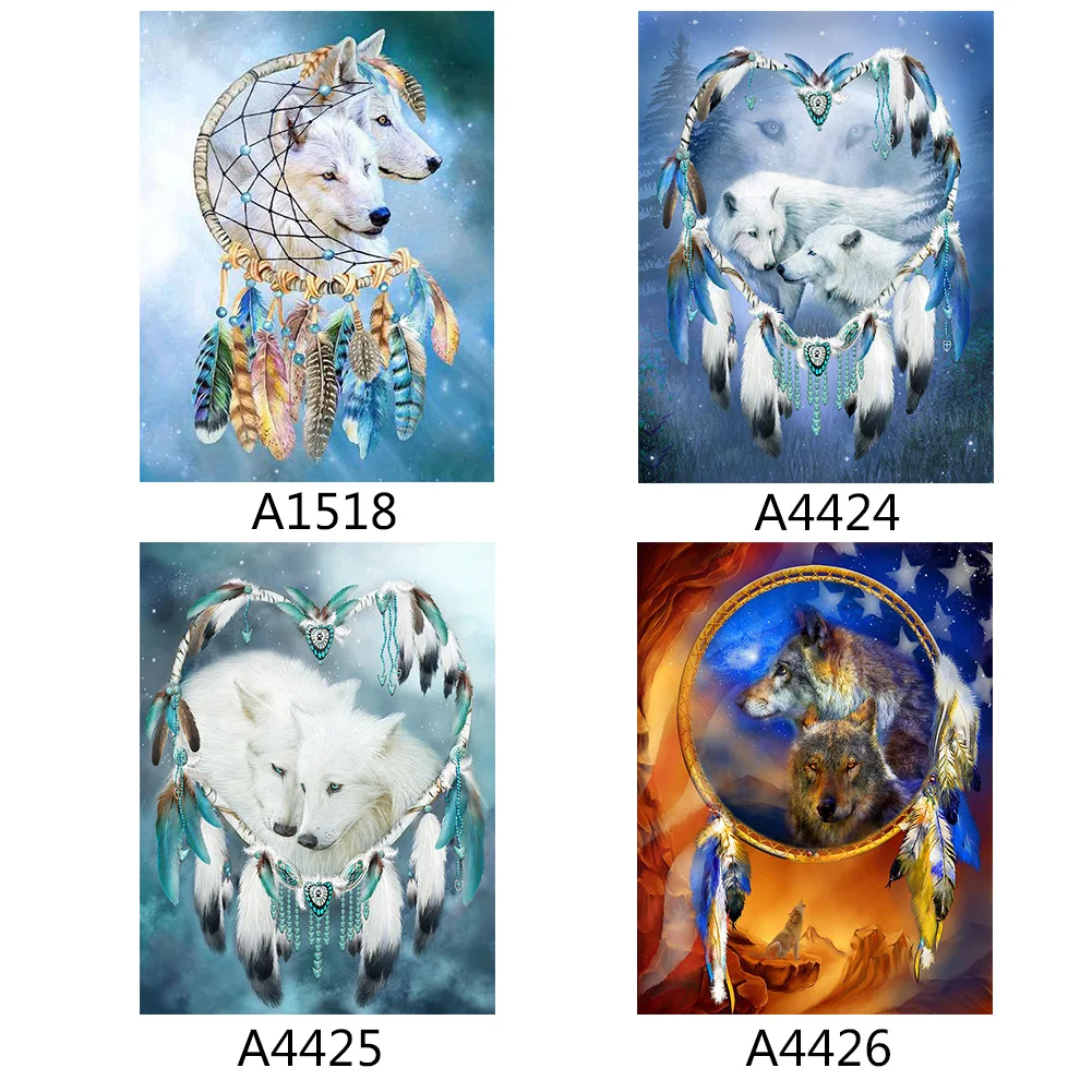 Алмазная 5D картина &quotсделай сам&quot Ловец снов волк полная круглая мозаика набор