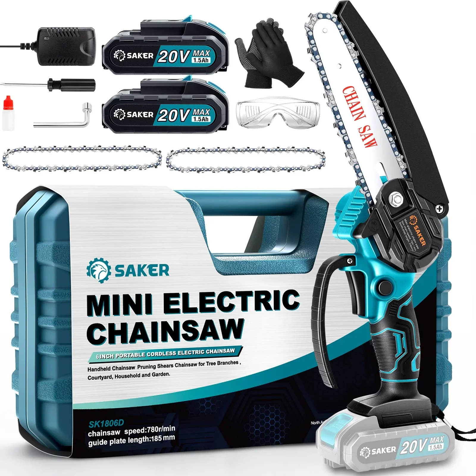 6 Inch Portable Electric Chain Saw Cordless Handheld Pruning