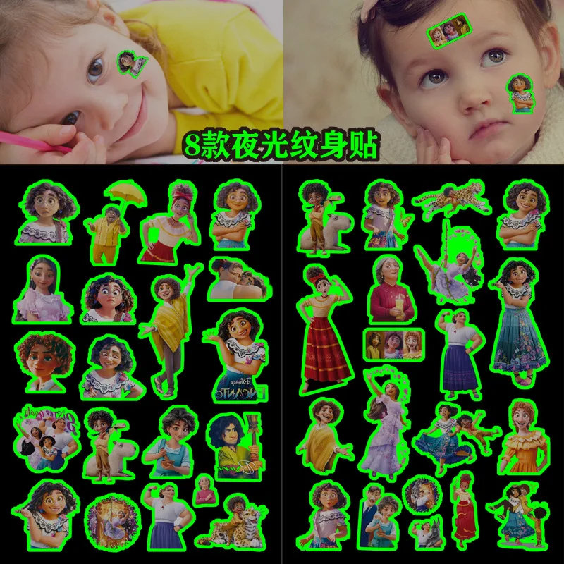 

Disney Encanto Luminous Tattoo Temporary Children Stickers Cartoon Kids Toy Arm Face Glowing Tattoos DIY Body Art For Girls Boys