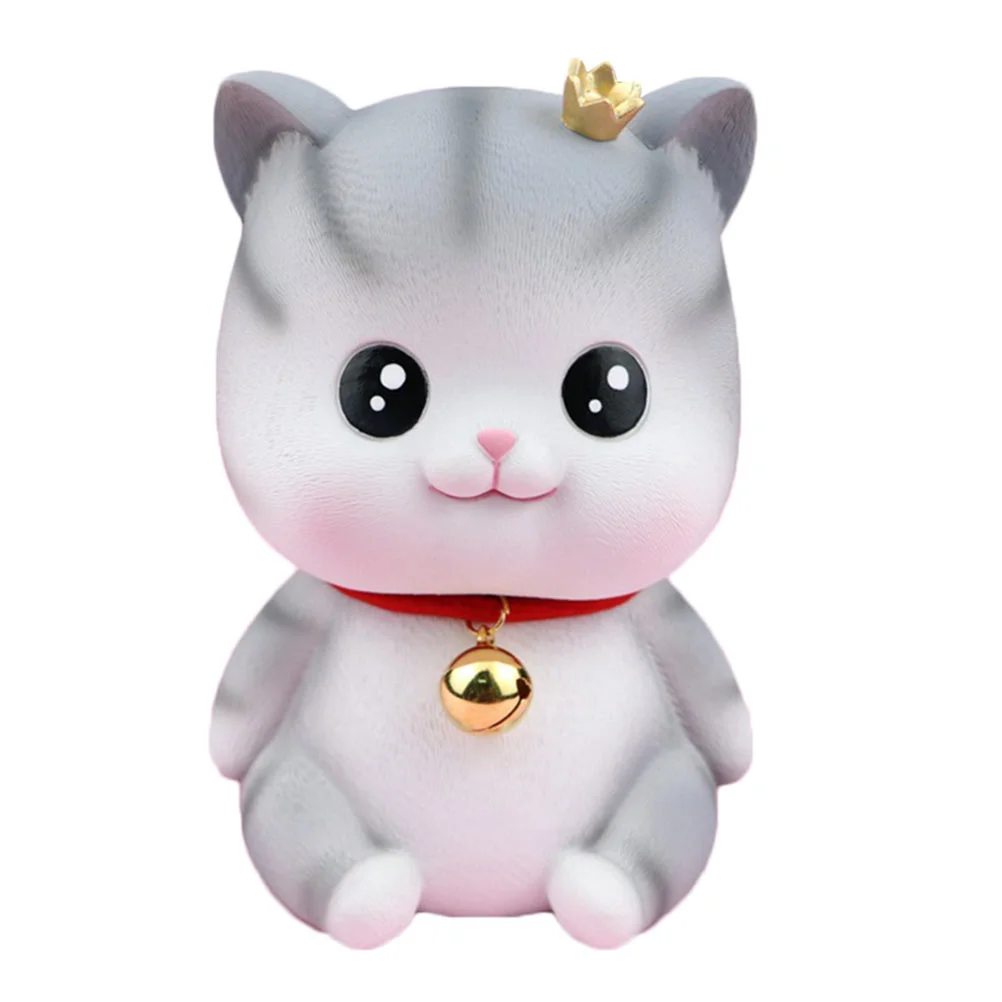 

Girl Piggy Banks Kids Kitten Statue Coin Holder Shatterproof Small Change Container Boys Decorative Desktop Cash Box Cat