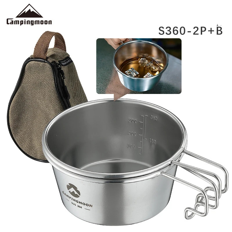 Нержавеющая сталь Camping Moon Outdoor Bowl Set S360-2P+ B Большая емкость Кипящая вода Безопасный
