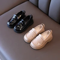 kids girls leather shoes boys korean children 2022 spring retro loafers mary janes soft pu glossy school shoes for performance