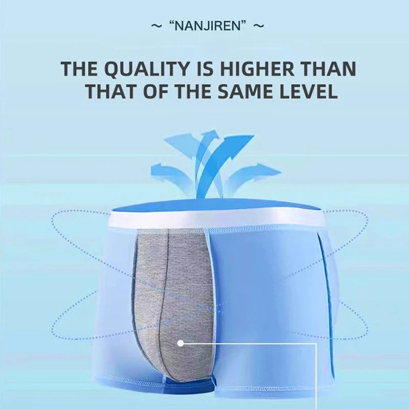 8Pcs/Lot Men Boxers Men's Underwear 3A Antibacterial Underpants ice silk Men Boxer Shorts Breathable Elastic Male Panties L-4XL