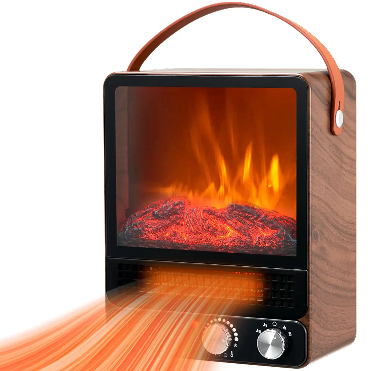 Indoor heating Portable  Space Heater with Handle/Flame, 1500W/750W,L for room home warmer