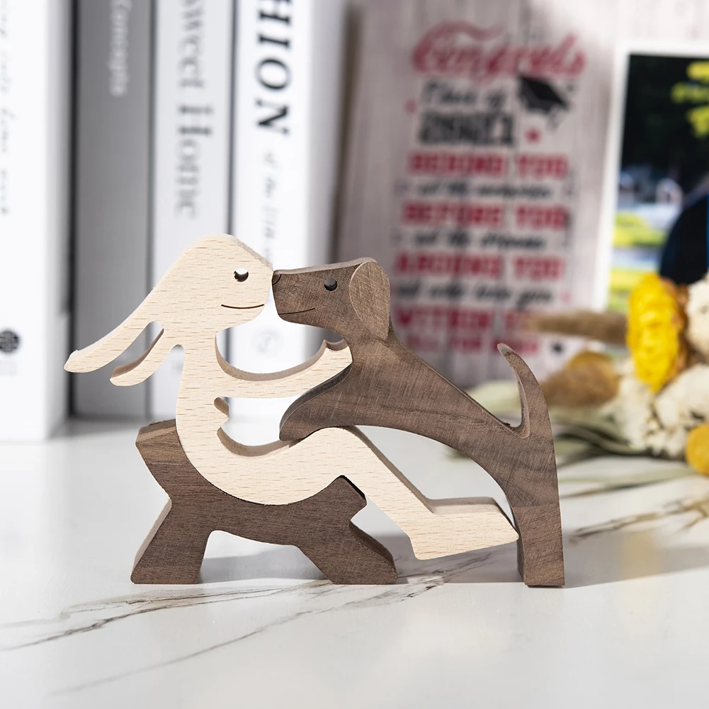 

Новые деревянные фигурки кошек, собаки, искусство, маленькая резьба, самодельные животные, украшение для женщин, мужчин и щенков, офисное ук...