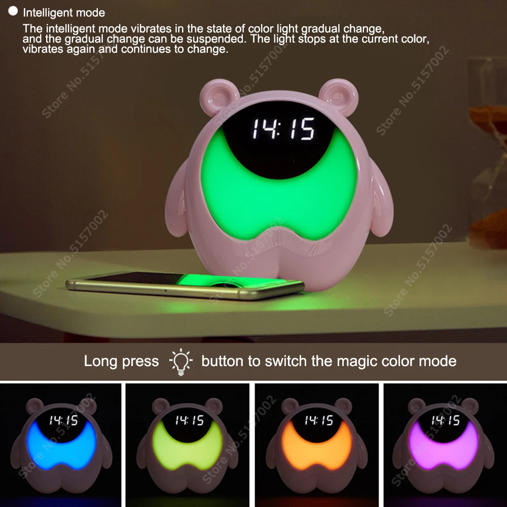 Прикроватный будильник Youpin с милым медведем ночсветильник RGB пробуждение датчик