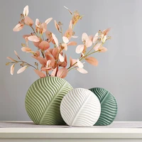 nordic style creative small fresh leaves flat ceramic vase home living room bedroom tv counter surface decorations