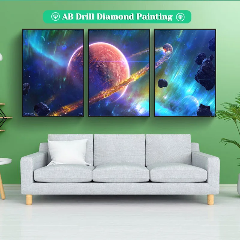 

Diy AB Diamond Painting Planet Pictures Pour Glue Cross Stitch Kits 5D Modern Wall Mosaic Meteorite Art Diamont Embroidery Decor