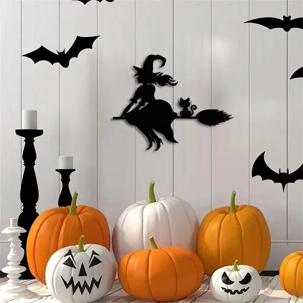 1 шт. потрясающий металлический настенный декор с черной ведьмой — изящная