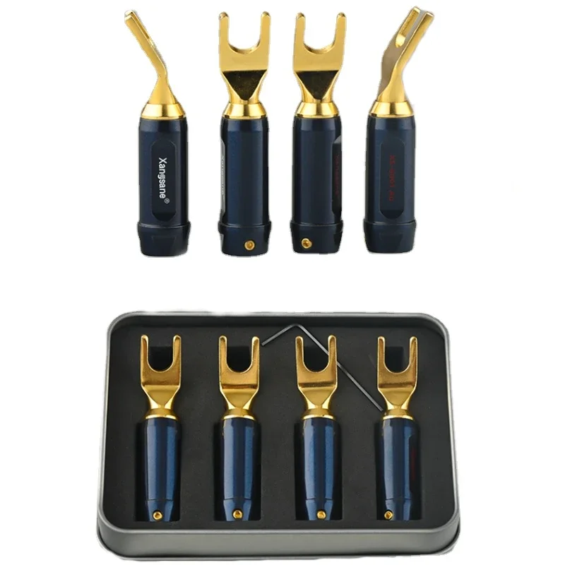 4 шт. U-образный разъем медный позолоченный Y-образный Hi-Fi аудиоусилитель динамик