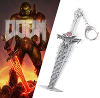 game doom eternal keychain slayer crucible blade sword key chain titan class weapon model pendant for men cool keyring jewelry