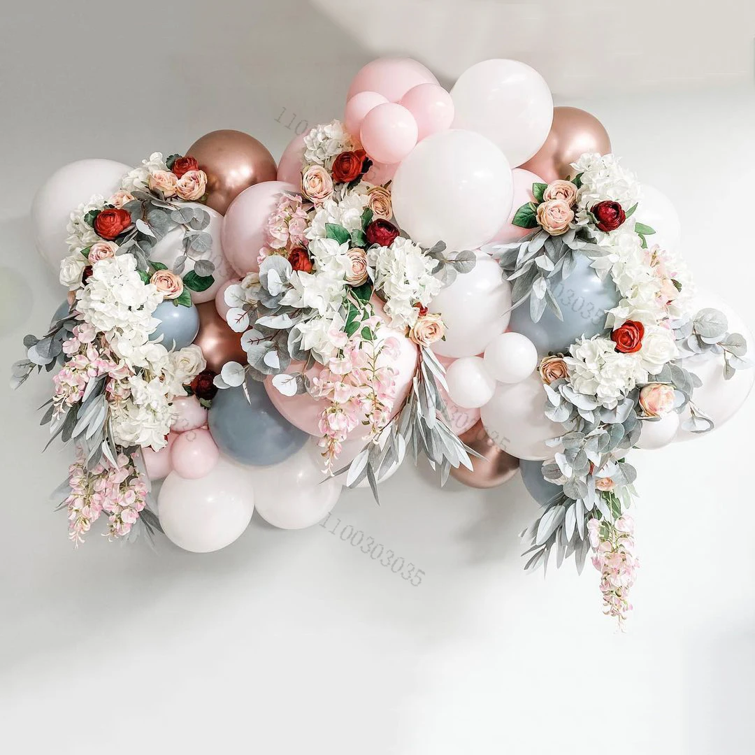 

Pink White Balloons Chain Set Garland Kit For Birthday Wedding Decorations Rose Gold Chrome Metallic Air Globos Supplies Gifts