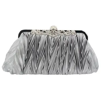 Women Lady Satin Crystal Bridal Handbag Clutch Party Wedding Purse Evening Bag  Fashion Envelope Wallet Shoulder Bag 1