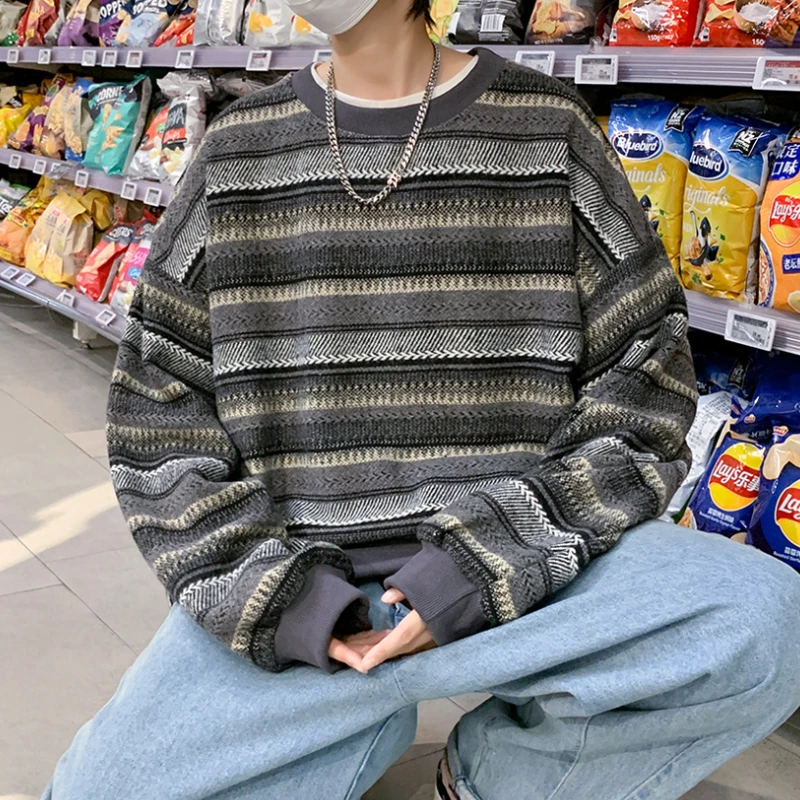 Свитшот мужской Ulzzang с круглым вырезом мешковатая универсальная модная уличная