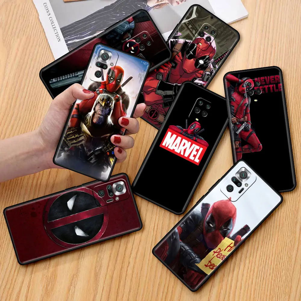 

Marvel Deadpool Case for Xiaomi Redmi Note 9S 9 10 11 8T 9T 10T 11T 5G 11E Pro 11s 10s Shockproof Black Phone Coque