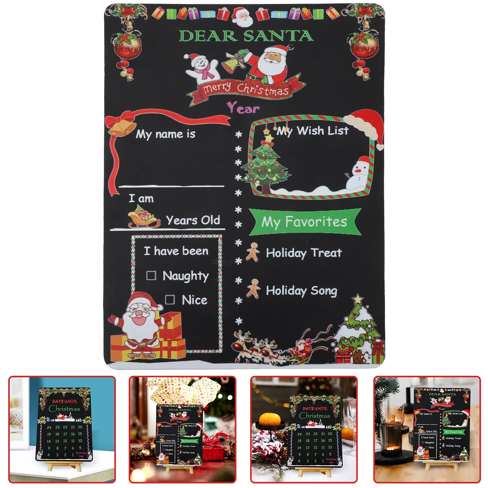 

Christmas Countdown Calendar Chalkboard Pendantsign Photo Party Wooden Hanging Holiday Decor List Blackboard Prop Desktop Props