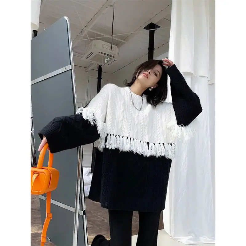 Korejepo корейский осенне-зимний свитер с бахромой женский индивидуальный уличный