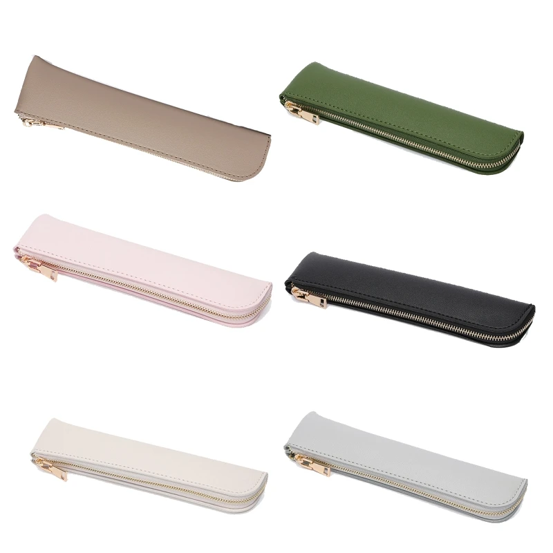 57EC Retro Leather Pen Case Pocket Pen Pouch Mini Stationery Bag for Office Women Men