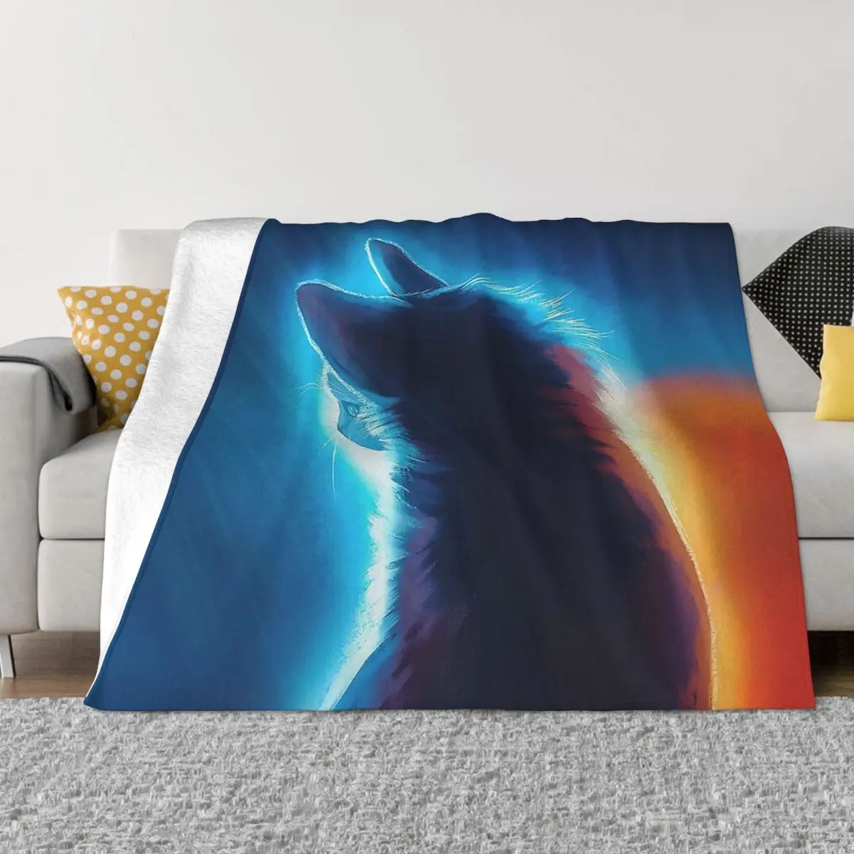 

Художественное покрывало с коралловым флисом для влюбленных кошек