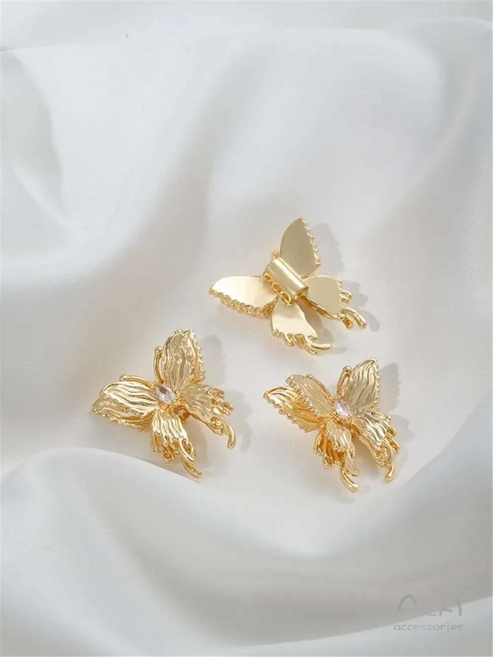 14 К позолоченный трехмерный двойной кулон из бисера-бабочки DIY жемчужный браслет