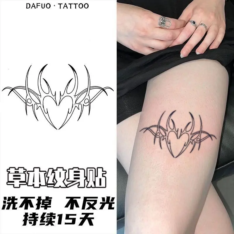 

New Heart Bone Wing Herbal Juice Tattoo Sticker Temporary Tattoos Waterproof Durable Wholesale Tatto Sexy Babes Hotwife Tatoo