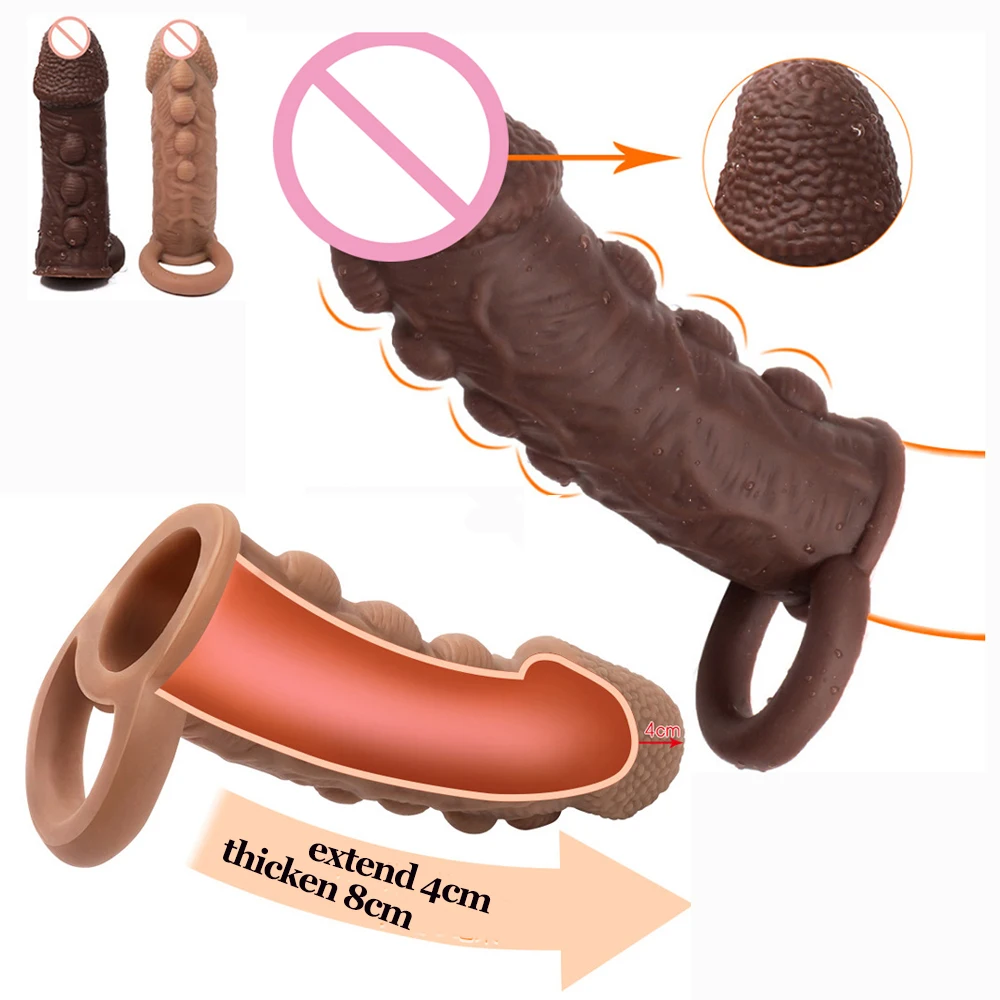 

Silicone Penis Extender Condoms Male Penis Enlargement Sleeves Reusable Condom Delay Ejaculation Cock Rings Sex Toys For Couples