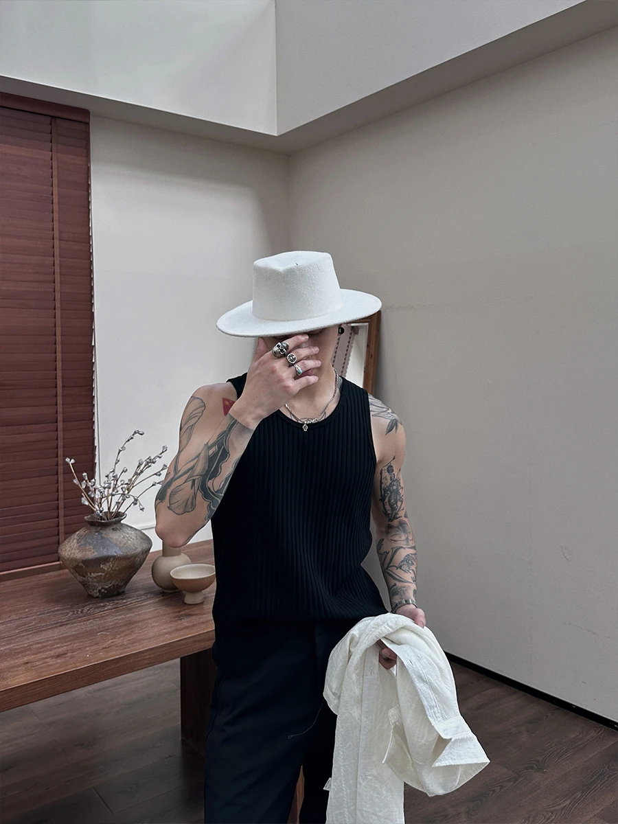 ACB Love to Wear Жилет с большим вырезом в тонкую полоску Мужская летняя футболка без