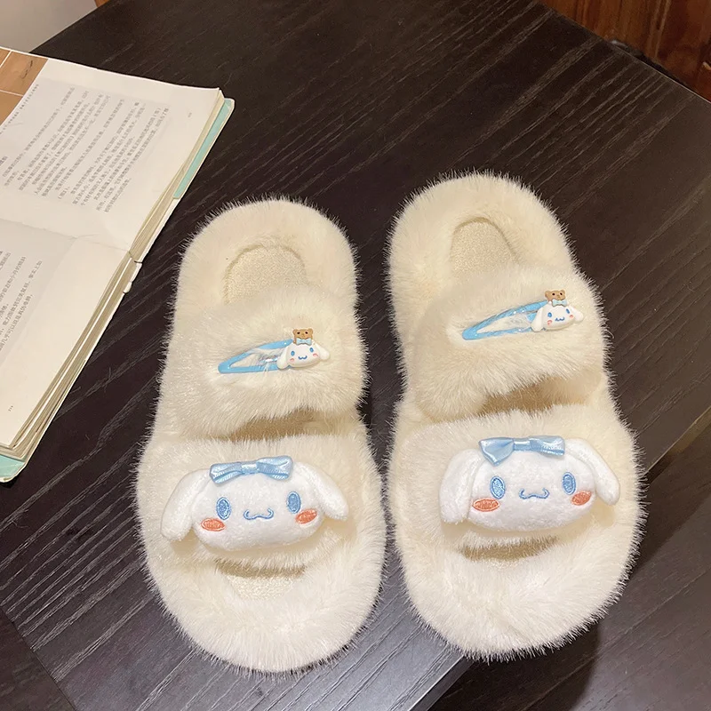 Sanrio осенне-зимняя милая теплая домашняя женская обувь Melody нескользящие плюшевые