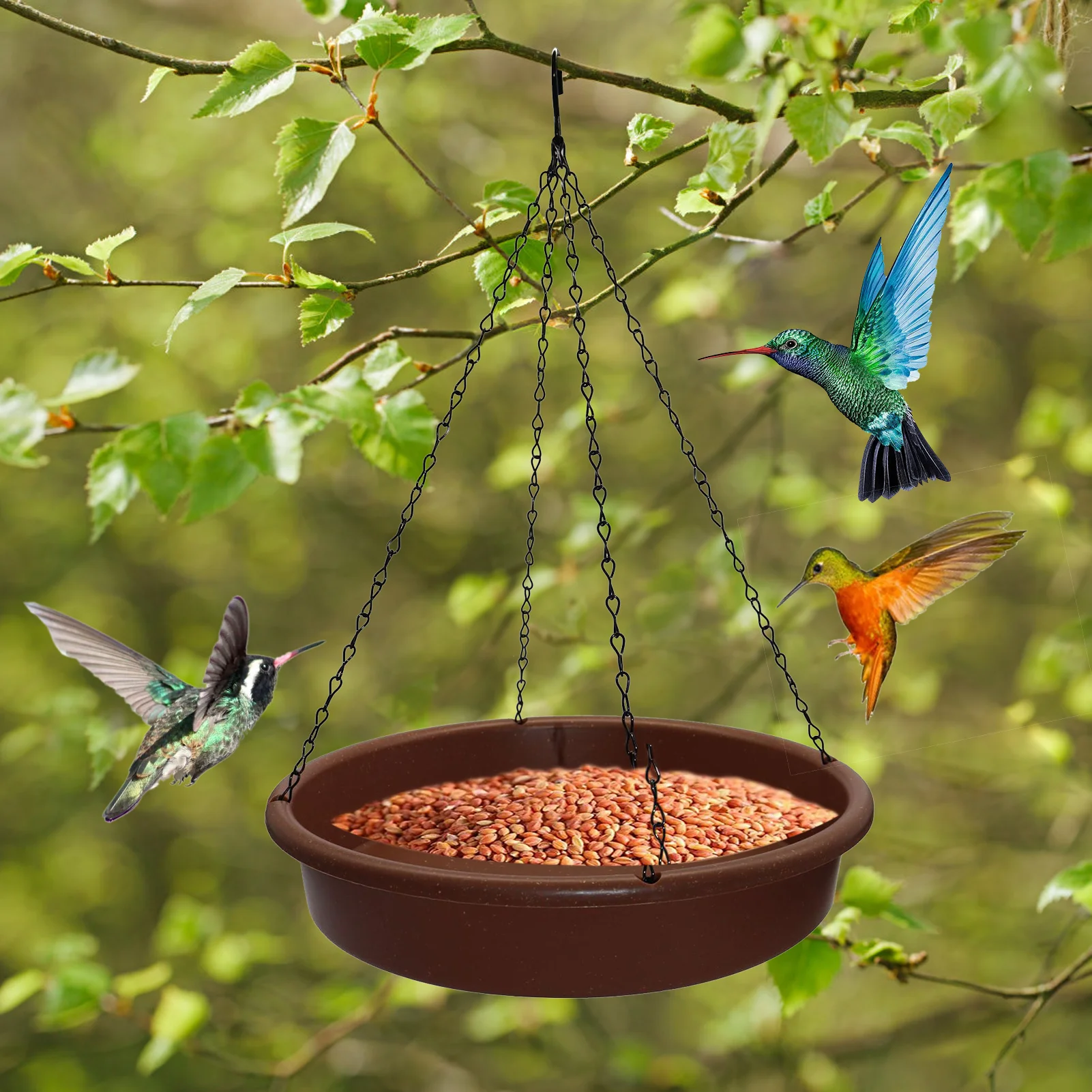 

12 Inches Diameters Birds Water Food Bowl Bird Feeder For Backyard Patio Fence Decking Garden Suspending Bird Bath