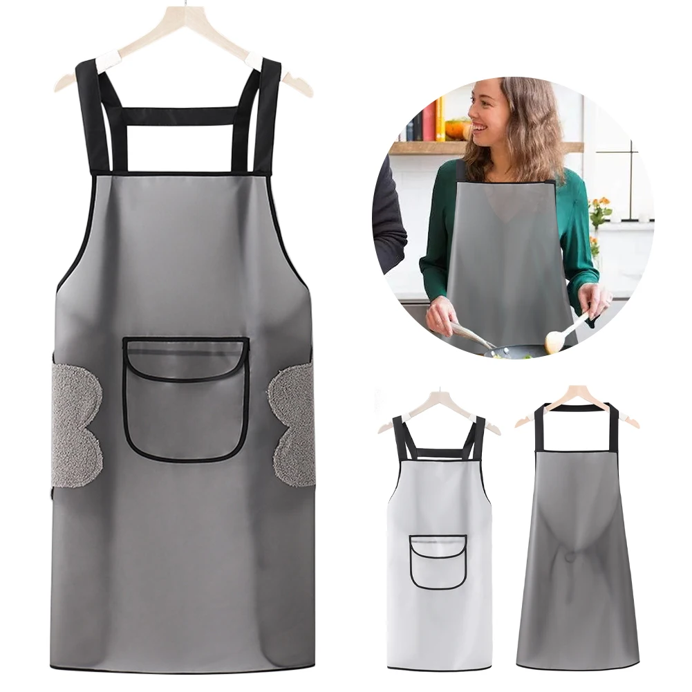 

Kitchen Apron Waterproof Transparent Women Men Home Aprons Wipeable Oil Resistant Baking Accessories BBQ Restaurant Cafe Aprons