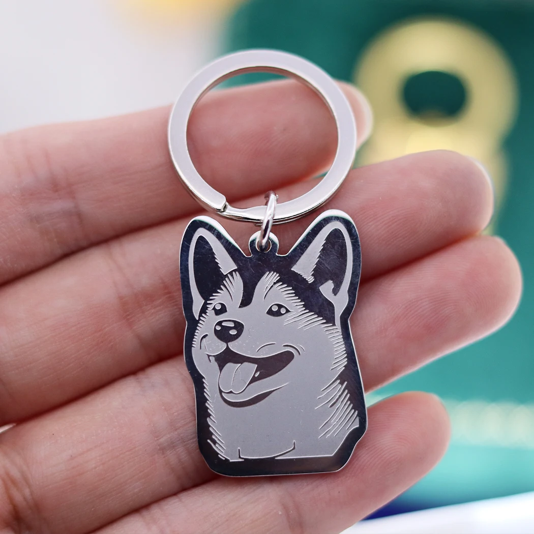 Брелок QIMING из нержавеющей стали для женщин милая бижутерия в виде собаки Шиба-ину