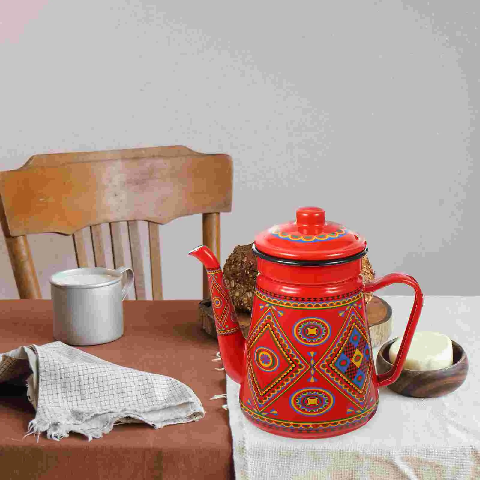 

Эмалированный кофейник, утолщенный чайник для варочной панели, винтажный чайный контейнер, удобная вода