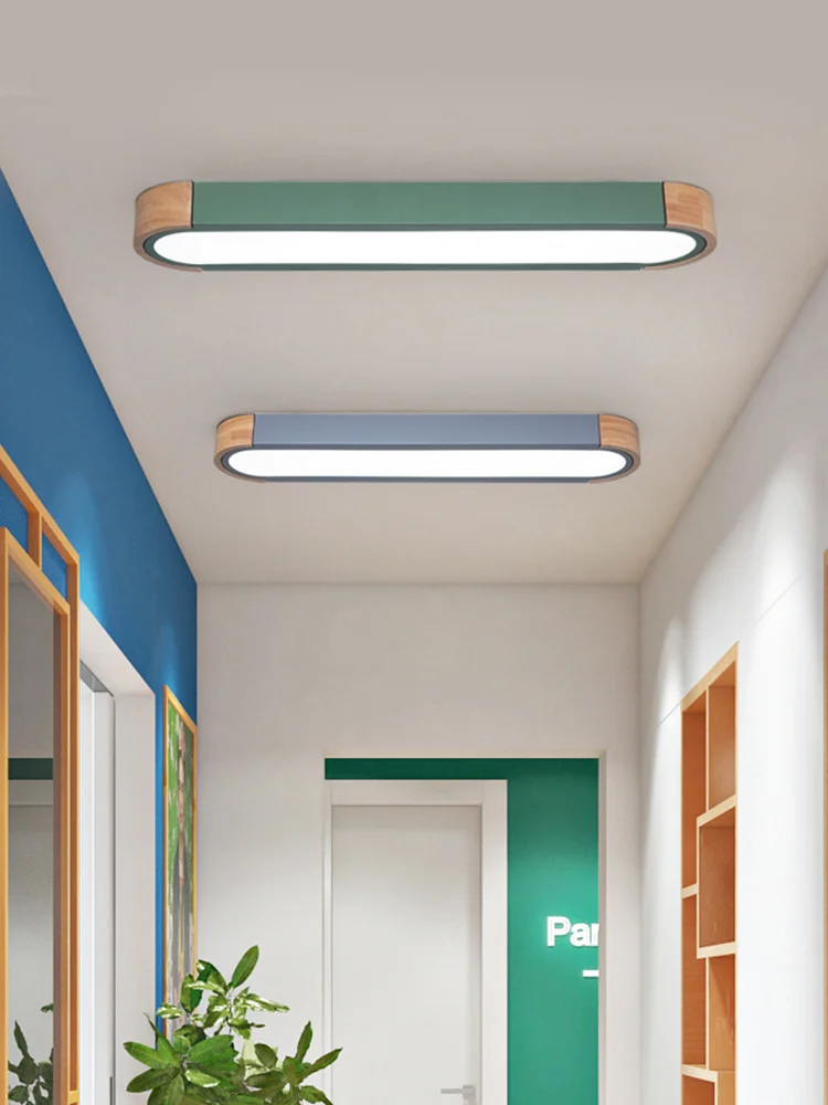 Nordic Wood LED Ceiling Lights Modern Chandelier For Bedroom Living Room Kitchen Dining Room Corridor Balcony Lamps Gray Green