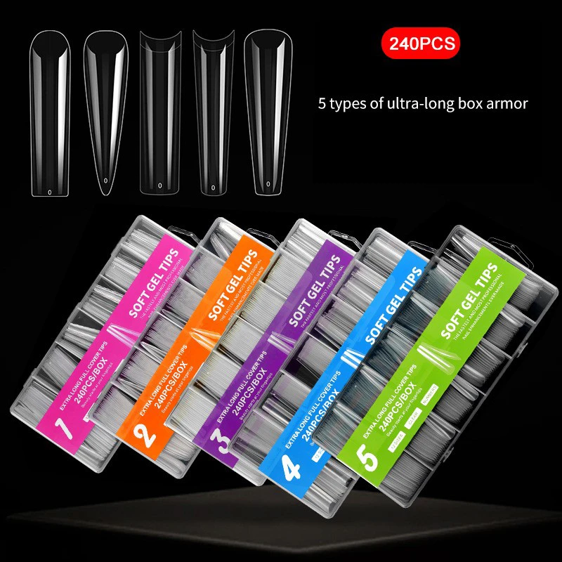 240 шт./кор. высокоакриловые прозрачные без складок накладные ногти во французском