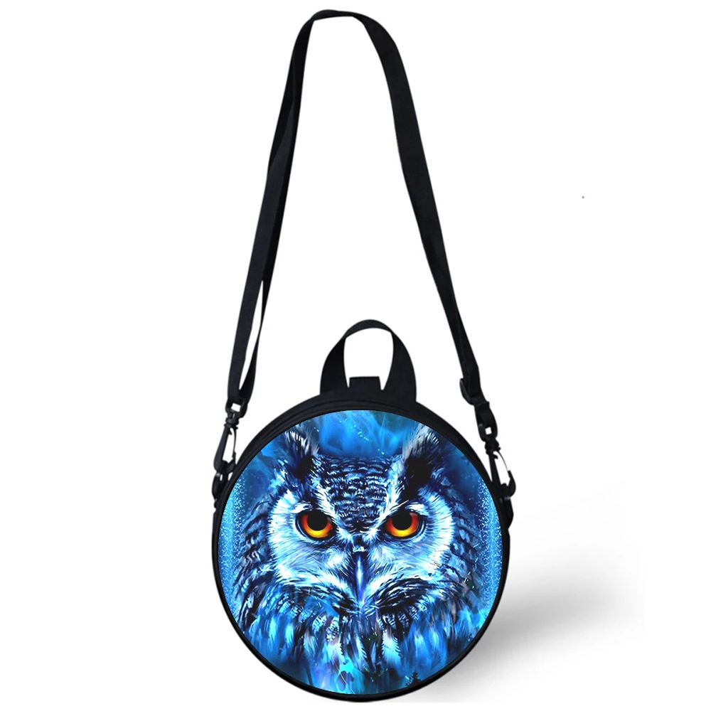 animal owls Child kindergarten Bag 3D Print Crossbody Shoulder Bags For School Women Mini Round Bagpacks Rugtas Bag
