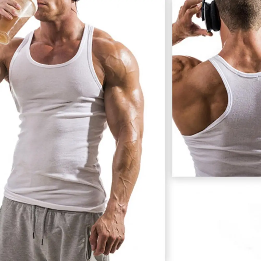 

Men Sleeveless Vest Stylish Men's Sleeveless Sport Vests for Fitness Leisure Slim Fit Racerback Tops in Solid Colors Comfortable