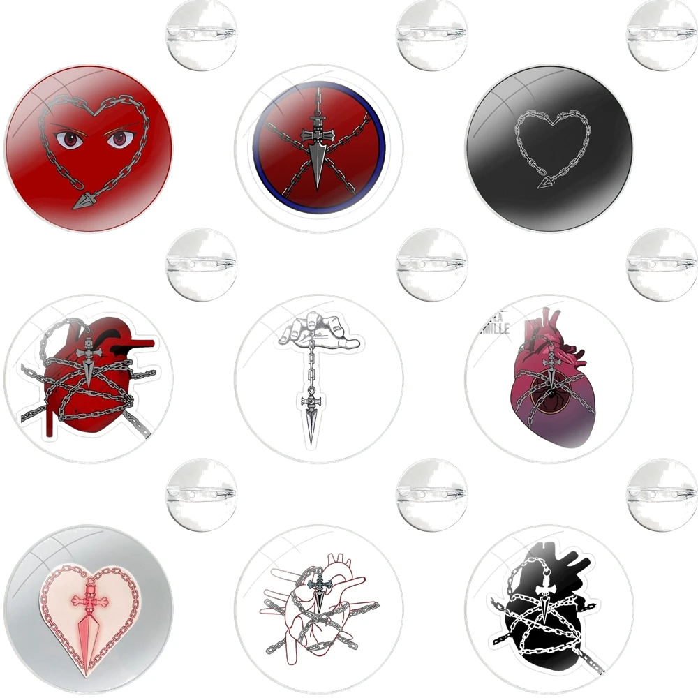 Kurapika цепь сердце W Eyes Lowkey Anim значки металлические броши для одежды рюкзак