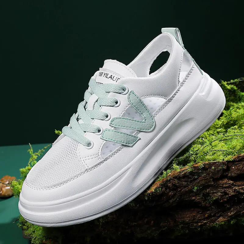 Casual Shoes Women's Breathable Mesh Sport Female Sandals Fashion Lace-Up Summer Woman Sneakers Platform Vulcanized Ladies Flats