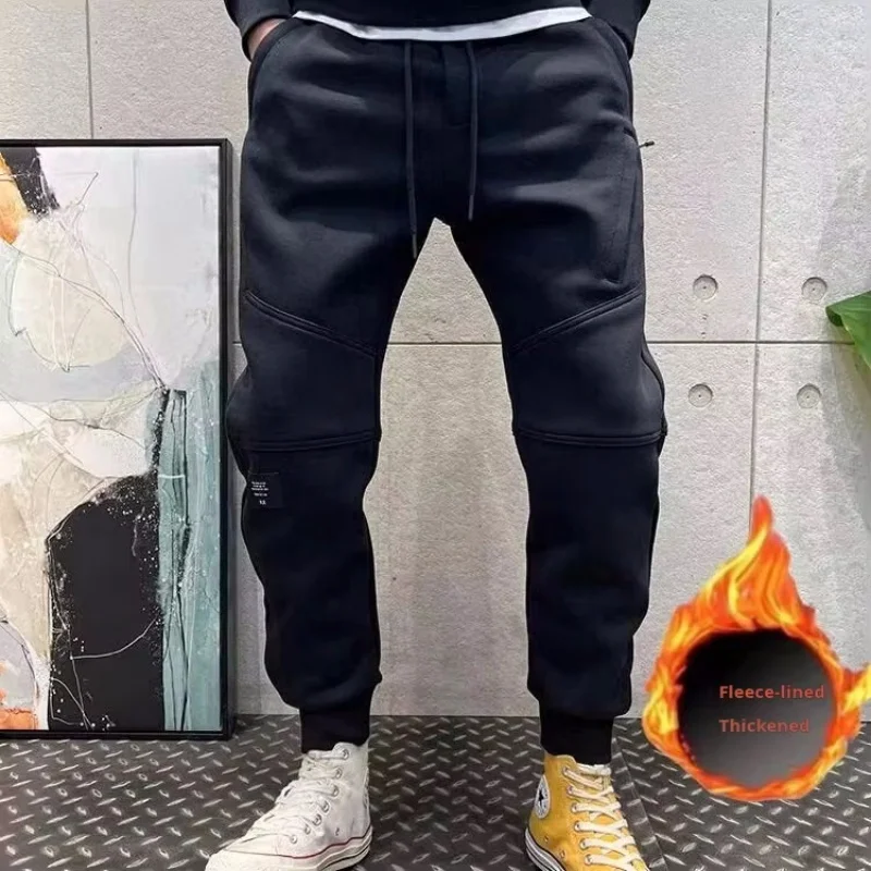 Плюшевые утолщенные повседневные брюки-джоггеры для мужчин на осень и зиму новые