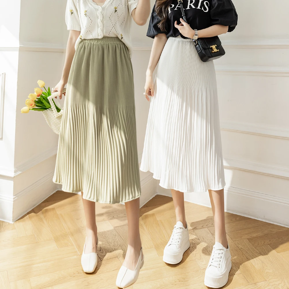 

Юбка женская шифоновая трапециевидная до середины икры, Черная