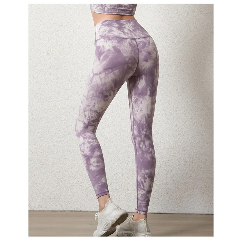 Yoga Leggings Women High Quality Tie Dye Sports Fitness High Waist Stretch Hip Lift Seamless Nude Feel Running Gym Pants