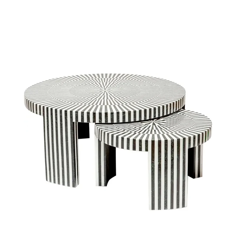 

Creative Modern Minimalist Design Black and White Circus Kaleidoscope Tea Table Combination Set for Home Use Bed Side Table