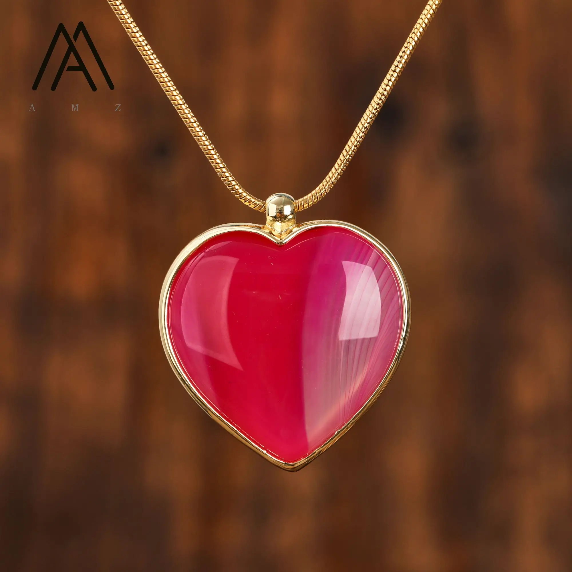 Классическое хрустальное ожерелье в форме сердца натуральный камень 30 мм