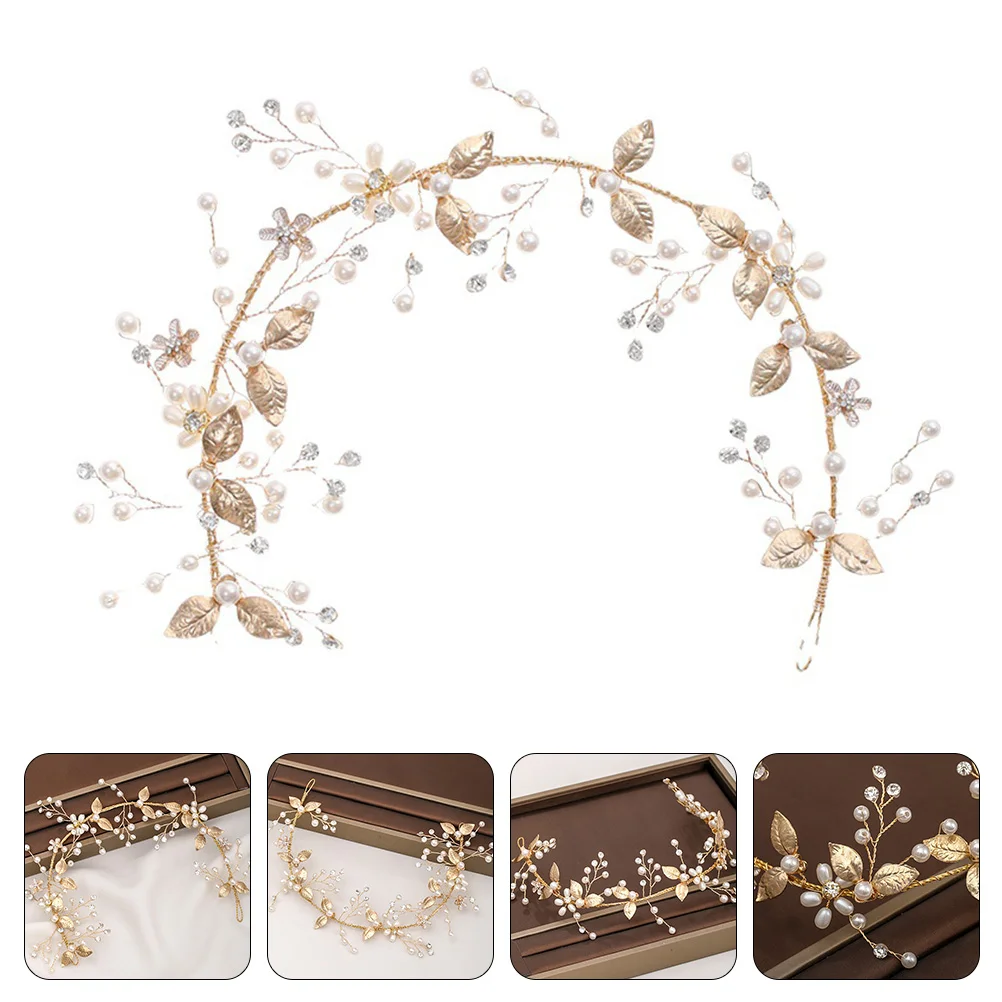 

Bridal Wedding Headpiece Headband Hair Leaf Headpiece Decor Bridal Decoration Design Golden Exquisite Band Headband Decor