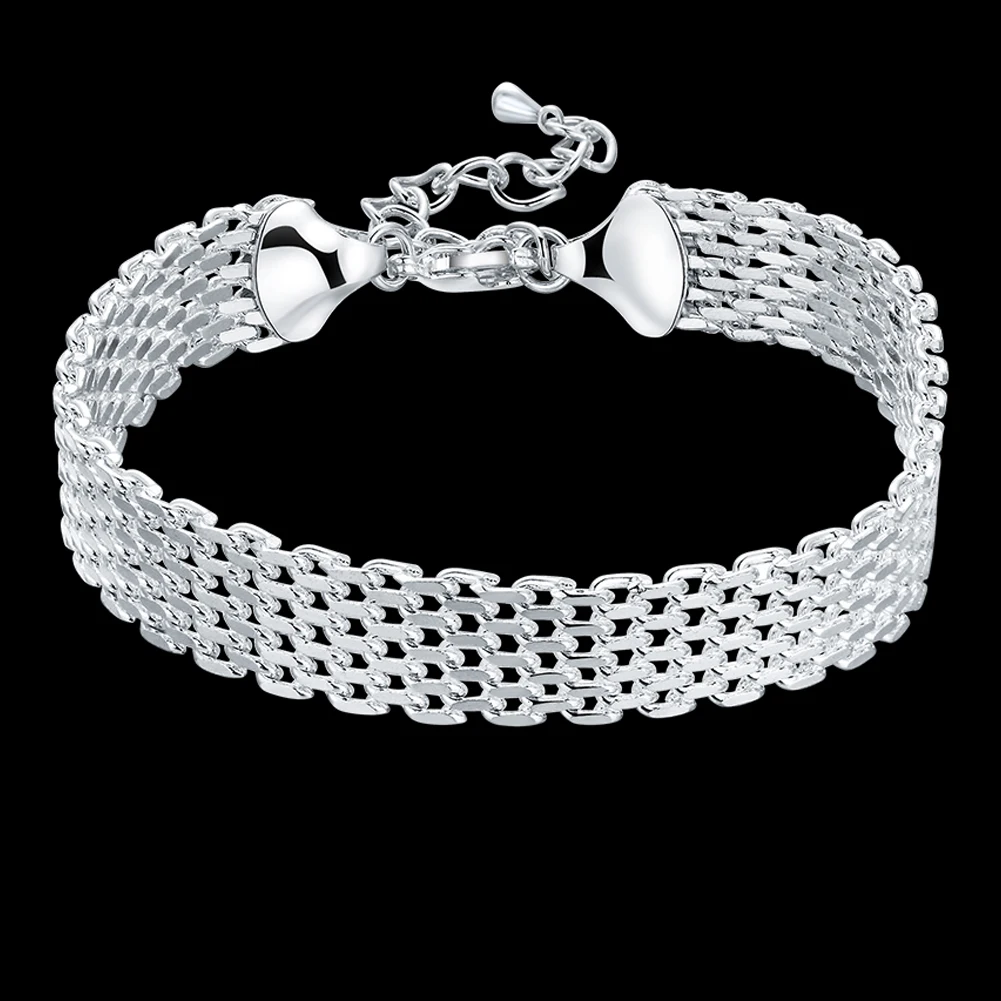 

Hot New 925 Sterling Silver Bracelets For Women Exquisite Fashion Weaving Chain Fashion Wedding Party Christmas Gifts Jewelry