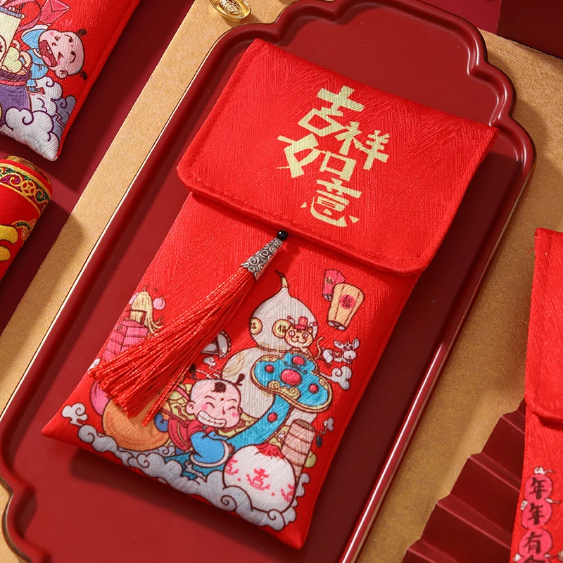 

2023 Chinese New Year Red Envelope Year of The Rabbit Wedding Cloth Bag Enclosed with A Gift of Ten Thousand Yuan