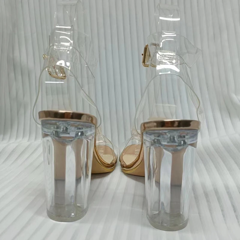 Aneikeh/женские Дизайнерские Сандалии High-kabluke Прозрачные Туфли Из Пвх С Квадратным