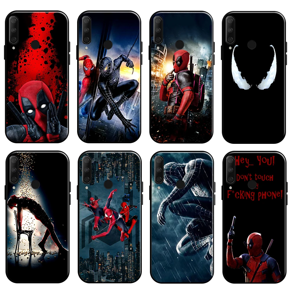 

Marvel Spiderman Venom Deadpool Phone Case For Huawei Honor 10X 9X Pro Lite Honor 8X Funda Back Carcasa Coque Black Soft TPU